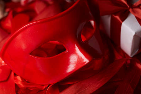 red mask and red ribbonsの写真素材