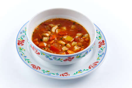 Italian soup on the white backgroundの写真素材