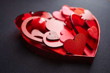 Red Hearts Background with Sweet Happy Valentines Day Greetingsの写真素材