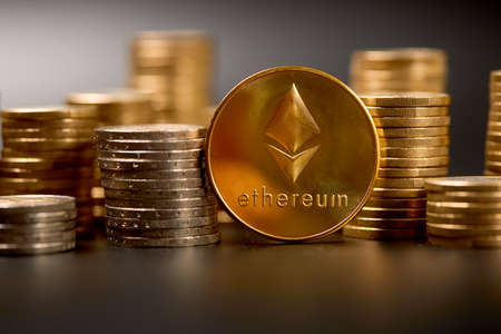 block chain, electronic coins close up, virtual moneyの写真素材