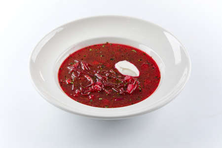 beetroot soup with sour creamの写真素材