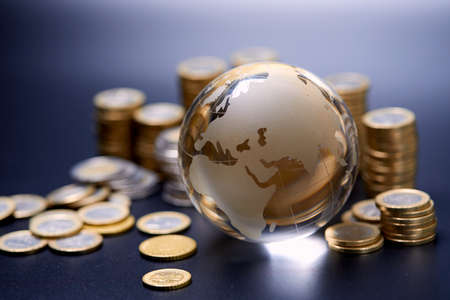 block chain, electronic coins close up, virtual moneyの写真素材