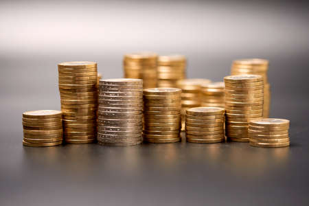 Pile of golden euro coinsの写真素材