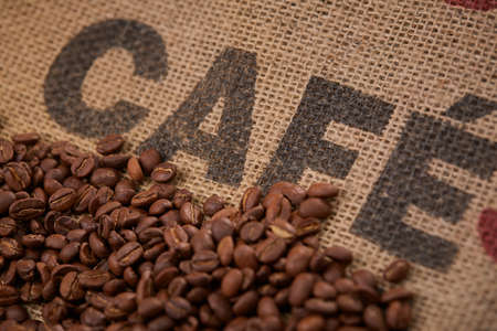 coffee beans on the vintage backgroundの写真素材