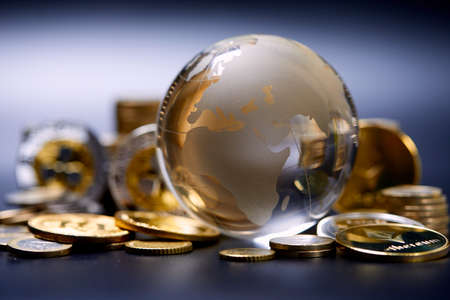 block chain, electronic coins close up, virtual moneyの写真素材