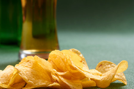 potato chips and beerの写真素材