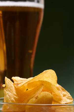 potato chips and beerの写真素材