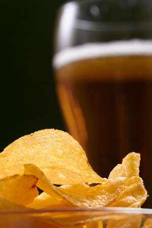 potato chips and beerの写真素材