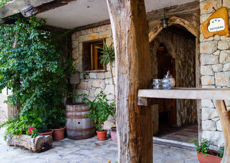 typical apartment building in Petrovac in Montenegroの写真素材