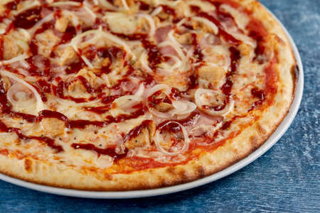 Italian pizza on the dark backgroundの写真素材