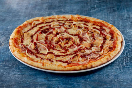 Italian pizza on the dark backgroundの写真素材