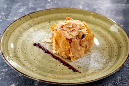 almond dessert with ice creamの写真素材
