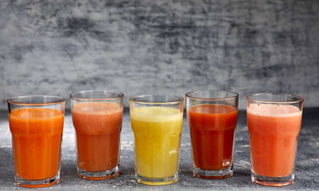 fresh juice in glassesの写真素材