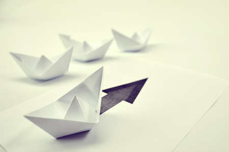 paper boats on the documentsの写真素材