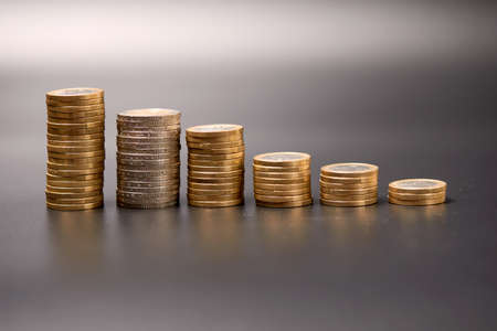 Pile of golden euro coinsの写真素材
