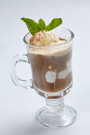 coffee with ice cream and mintの写真素材