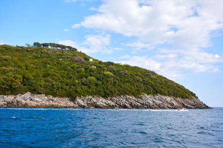 Beautiful aerial panorama view of montenegro coastline with azure sea water.の写真素材