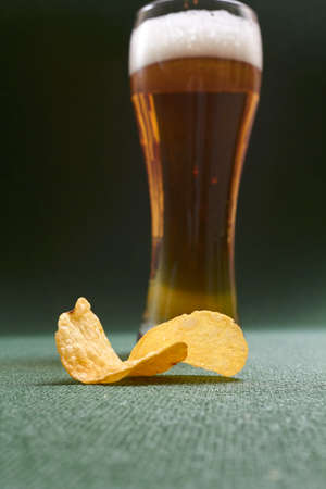 potato chips and beerの写真素材