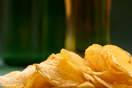 potato chips and beerの写真素材