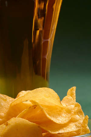 potato chips and beerの写真素材