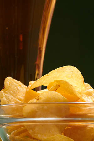 potato chips and beerの写真素材