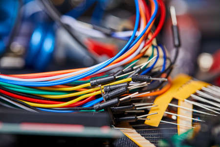 electronic board and tools repairs on black backgroundの写真素材