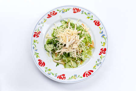 meat salad on the white backgroundの写真素材