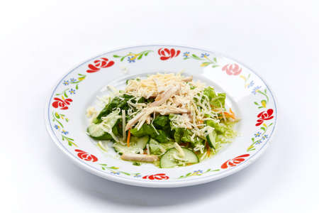 meat salad on the white backgroundの写真素材