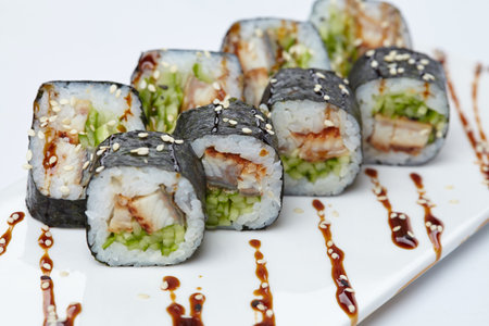 tasty sushi on the whiteの写真素材