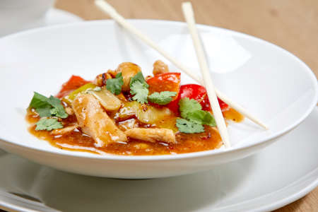 Bowl of noodles with vegetablesの写真素材