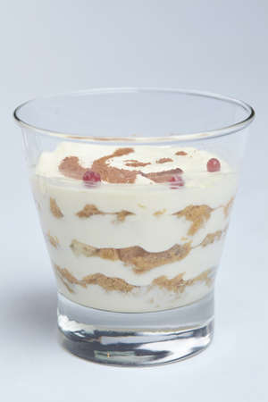 dessert with fruits and creamの写真素材