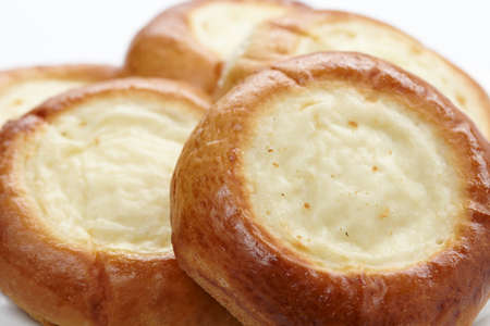 baked sweet buns on the white plateの写真素材
