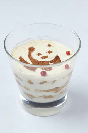dessert with fruits and creamの写真素材