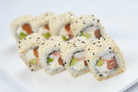 tasty sushi on the whiteの写真素材