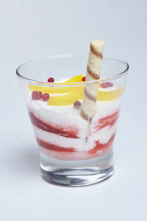 dessert with fruits and creamの写真素材
