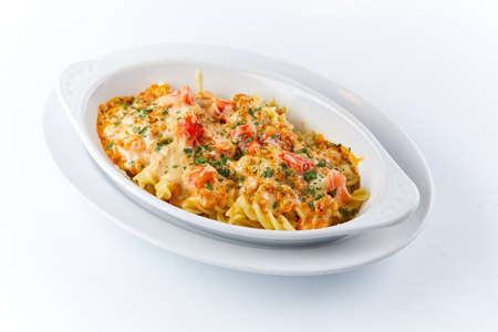 pasta with chicken and vegetablesの写真素材