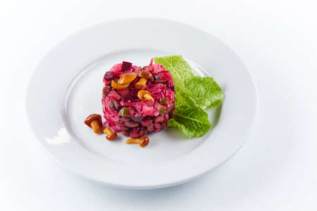 fresh vegetable salad with mushroomsの写真素材
