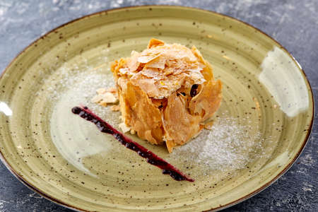 almond dessert with ice creamの写真素材