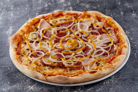 Italian pizza on the dark backgroundの写真素材