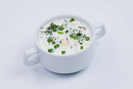 cold soup on the whiteの写真素材