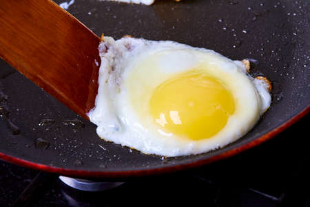 Fried egg on the whiteの写真素材