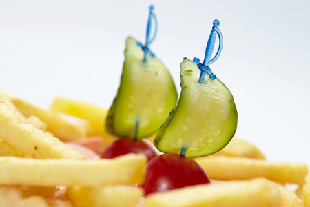 french fries kids pizzaの写真素材