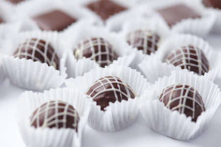 chocolate sweets on the tableの写真素材