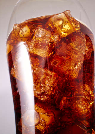 cola with ice cubesの写真素材