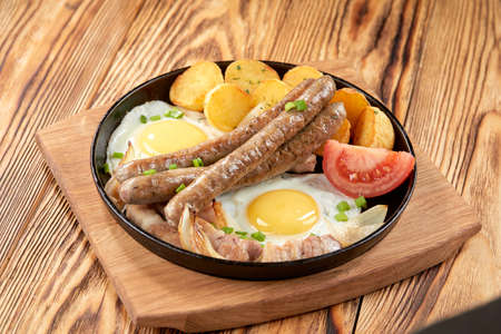 sausage with potato and cabbageの写真素材