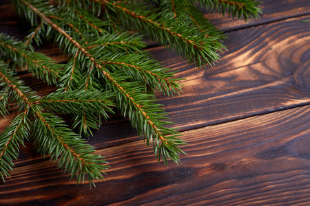 Christmas decoration with ball and fir branchesの写真素材