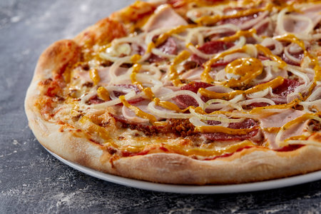 Italian pizza on the dark backgroundの写真素材