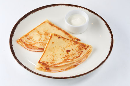 tasty pancakes with sour cramの写真素材