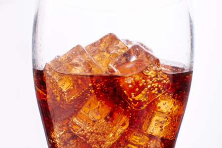 cola with ice cubesの写真素材