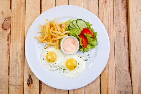 tasty breakfast in the cafeの写真素材
